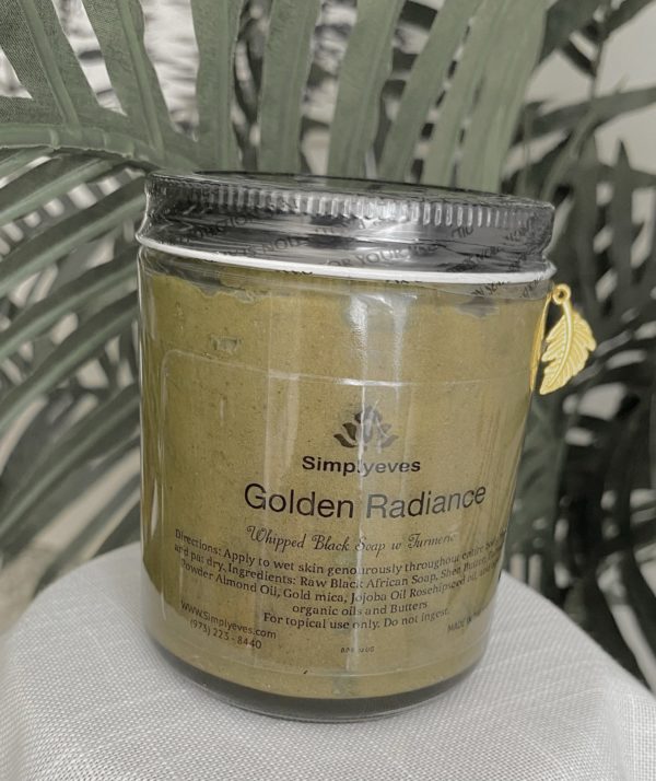 8oz Golden Radiance Whipped Raw African Black Soap w Turmeric unscented or with the rich and aromatic blend of Neroli and sandalwood - Image 4